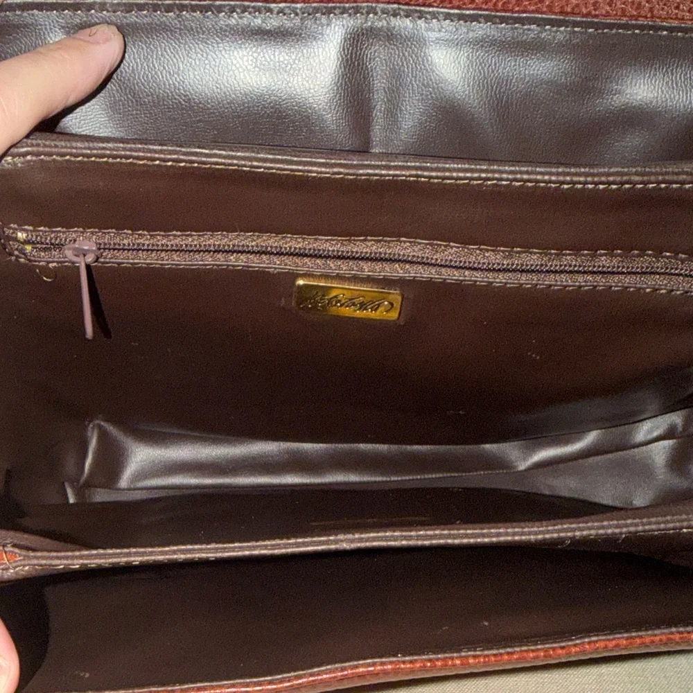 Lord & Taylor Vintage Rich Brown Leather Messenger Bag